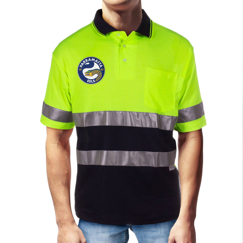 NRL Eels S/S Hi-Vis Polyface Cotton Polo - Ashtabula