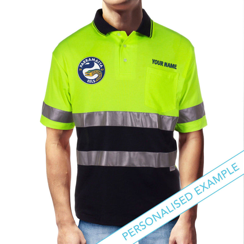 NRL Eels S/S Hi-Vis Polyface Cotton Polo - Ashtabula