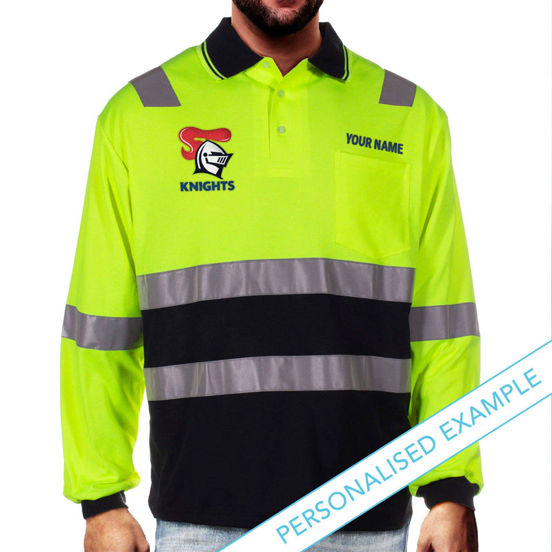 NRL Knights L/S Hi-Vis Polyface Cotton Polo - Ashtabula