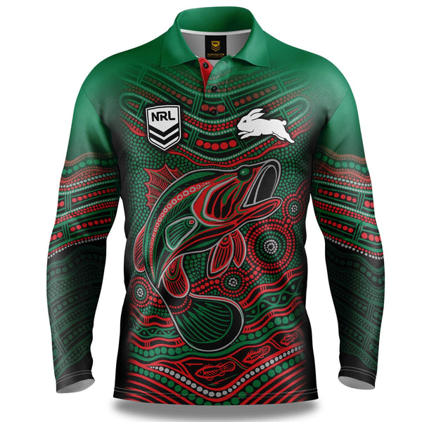 NRL Rabbitohs 'Jumping Barra' Fishing Shirt - Youth - Ashtabula