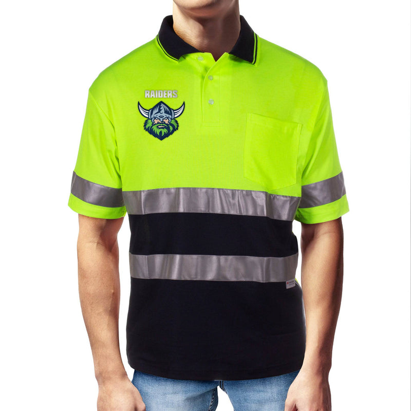 NRL Raiders S/S Hi-Vis Polyface Cotton Polo - Ashtabula