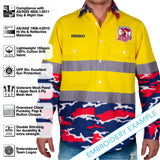 NRL Roosters 'Camo' Hi-Vis Work Shirt - Ashtabula