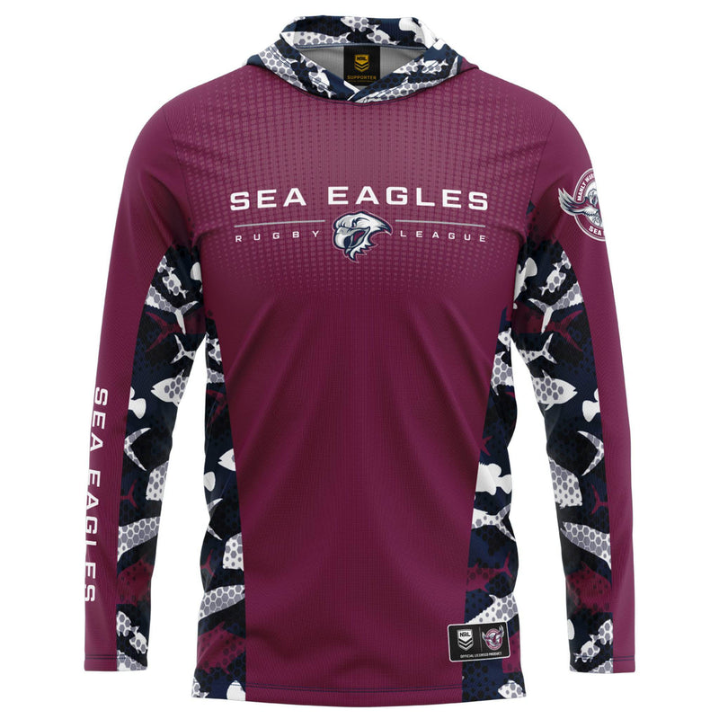NRL Sea Eagles 'Reef Runner' Hooded Fishing Shirt - Youth - Ashtabula