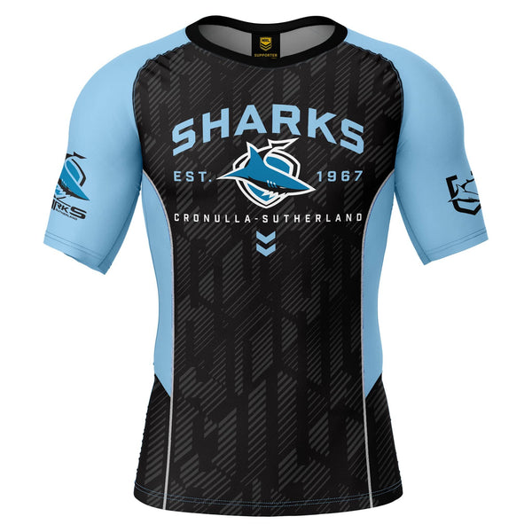 NRL Sharks 'Blocker' Rash Vest - Adult - Ashtabula