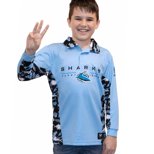 NRL Sharks 'Reef Runner' Fishing Shirt - Youth - Ashtabula