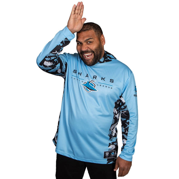 NRL Sharks 'Reef Runner' Hooded Fishing Shirt - Adult - Ashtabula