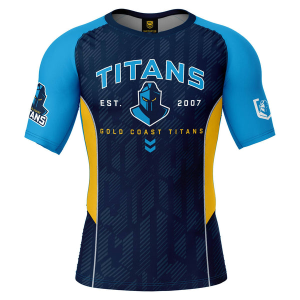 NRL Titans 'Blocker' Rash Vest - Adult - Ashtabula