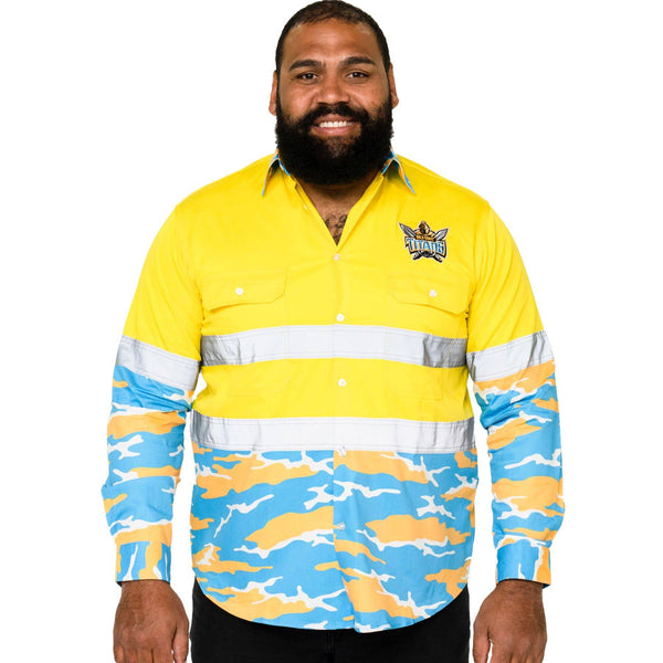 NRL Titans Camo Hi Vis Work Shirt Ashtabula