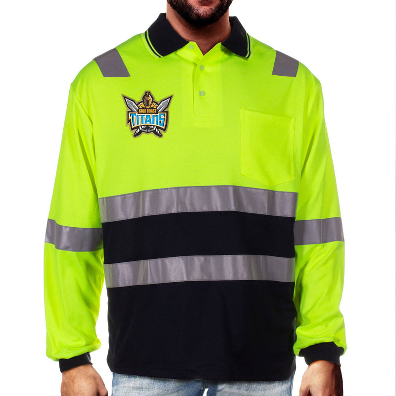 NRL Titans L/S Hi-Vis Polyface Cotton Polo - Ashtabula