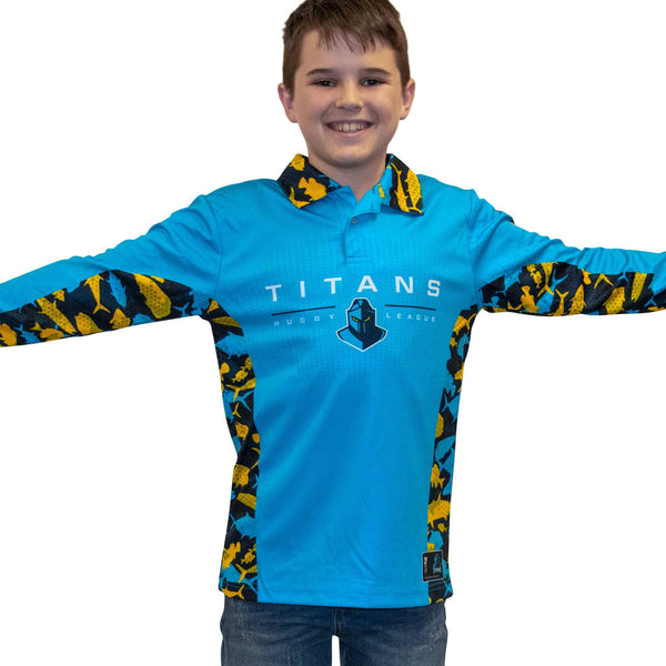 NRL Titans 'Reef Runner' Fishing Shirt - Youth - Ashtabula