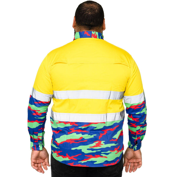 NRL Warriors 'Camo' Hi-Vis Work Shirt - Ashtabula