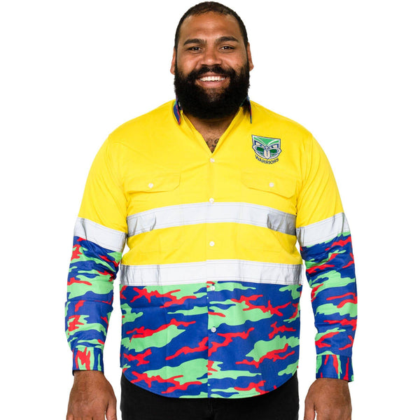 NRL Warriors 'Camo' Hi-Vis Work Shirt - Ashtabula