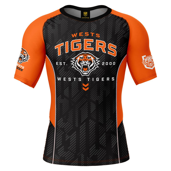 NRL West Tigers 'Blocker' Rash Vest - Adult - Ashtabula