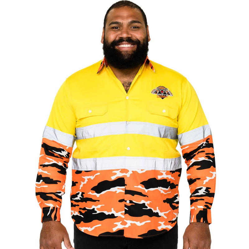 NRL Wests Tigers 'Camo' Hi-Vis Work Shirt - Ashtabula