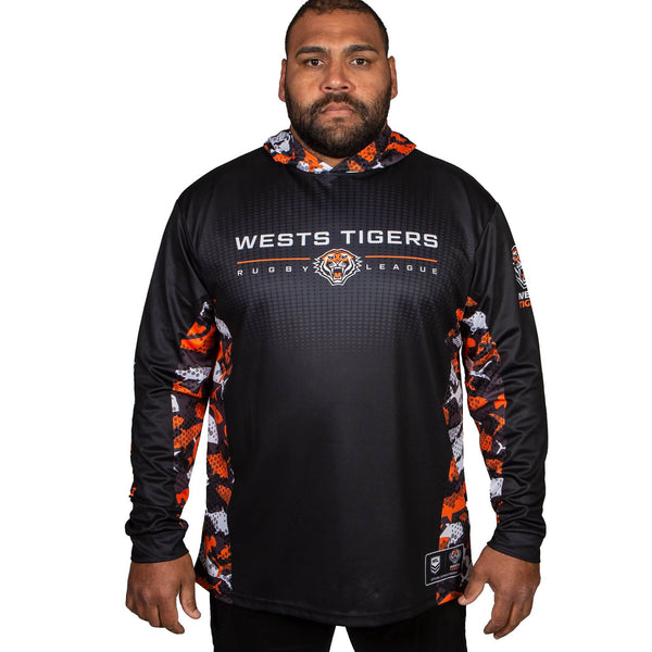 NRL Wests Tigers 'Reef Runner' Hooded Fishing Shirt - Adult - Ashtabula