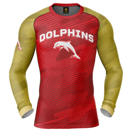 NRL Dolphins 'Barrel' Rash Vest  - Adult - Ashtabula