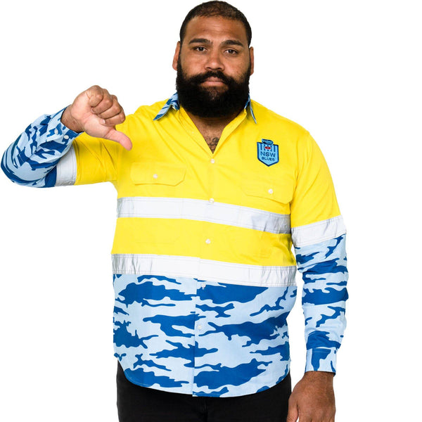 NSW Blues 'Camo' Hi-Vis Work Shirt - Ashtabula