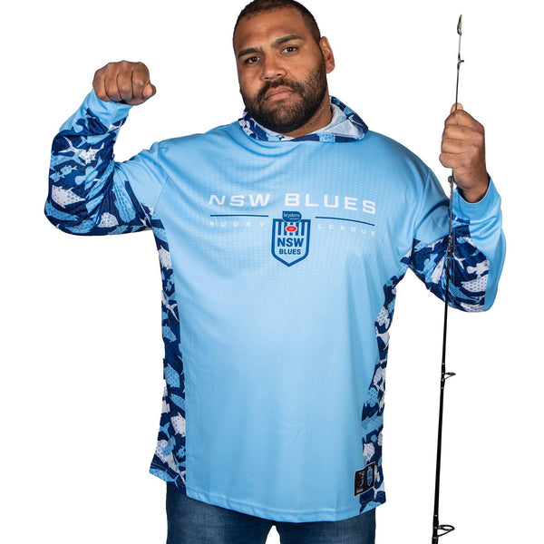 NSW Blues 'Reef Runner' Hooded Fishing Shirt - Adult - Ashtabula