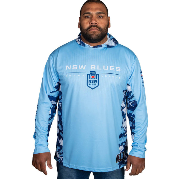NSW Blues 'Reef Runner' Hooded Fishing Shirt - Adult - Ashtabula