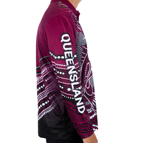 QLD Maroons 'Jumping Barra' Fishing Shirt - Adult - Ashtabula