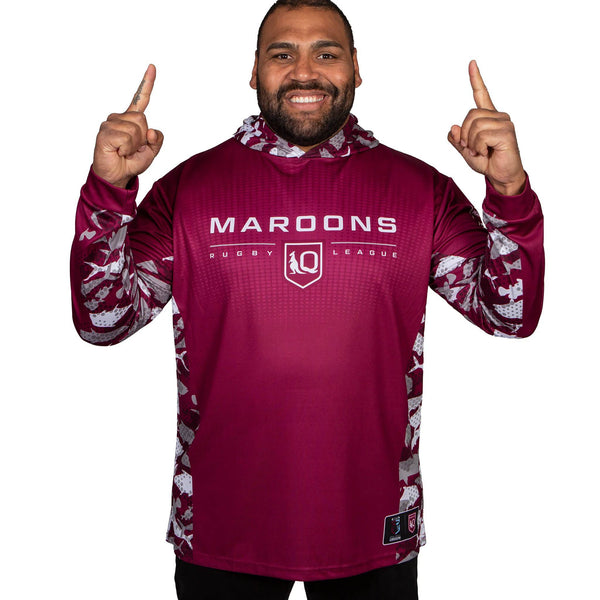 QLD Maroons 'Reef Runner' Hooded Fishing Shirt - Adult - Ashtabula