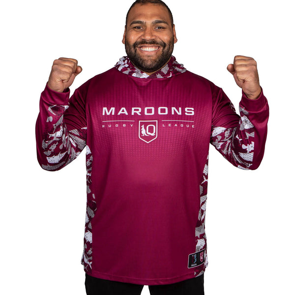 QLD Maroons 'Reef Runner' Hooded Fishing Shirt - Adult - Ashtabula