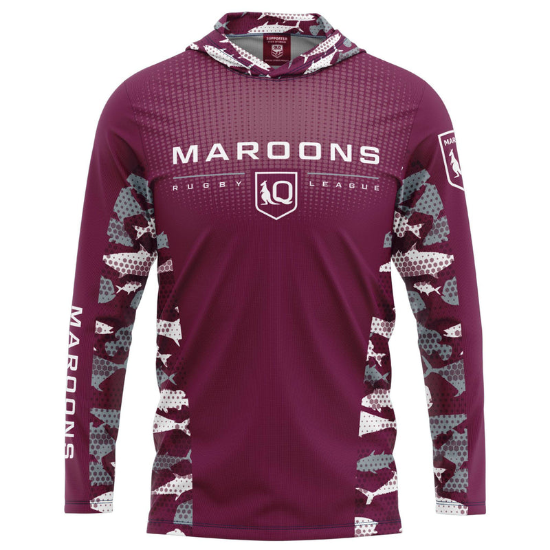 QLD Maroons 'Reef Runner' Hooded Fishing Shirt - Youth - Ashtabula