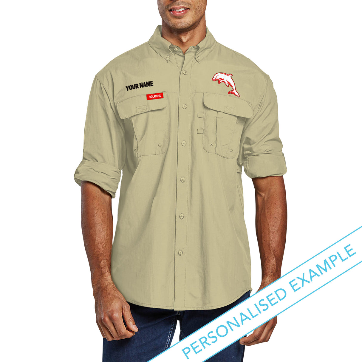 NRL Dolphins 'Top End' Outdoor Shirt - Ashtabula - Personalised