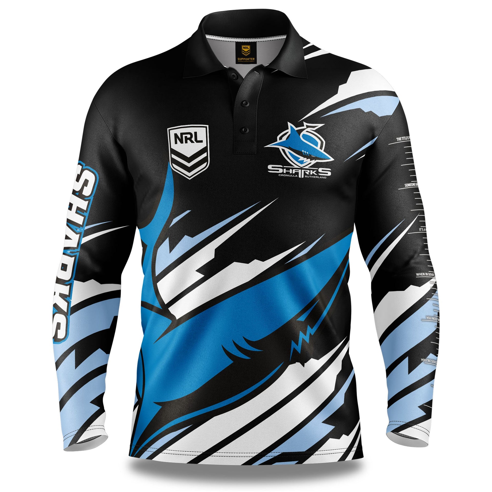 Sharks Nrl Fishing Shirts NRL Sharks 'Ignition' Fishing Shirt